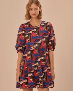 Farm Rio Black Wild Mushrooms Puff Sleeve Mini Dress^ Dresses + Jumpsuits