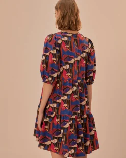 Farm Rio Black Wild Mushrooms Puff Sleeve Mini Dress^ Dresses + Jumpsuits