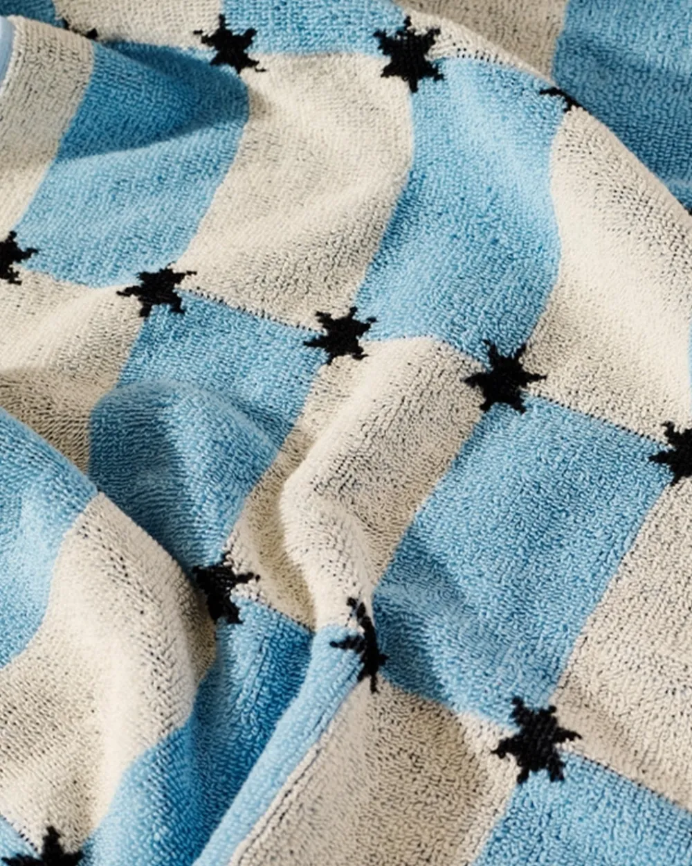 One & Only Paper Blue and White Star Checkers Terry Cloth Kitchen Towel^ Kitchen + Bar