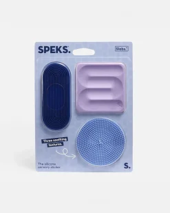 Speks Blue Slabs Silicone Sensory Stickers - Set of 3^ Stickers + Tape