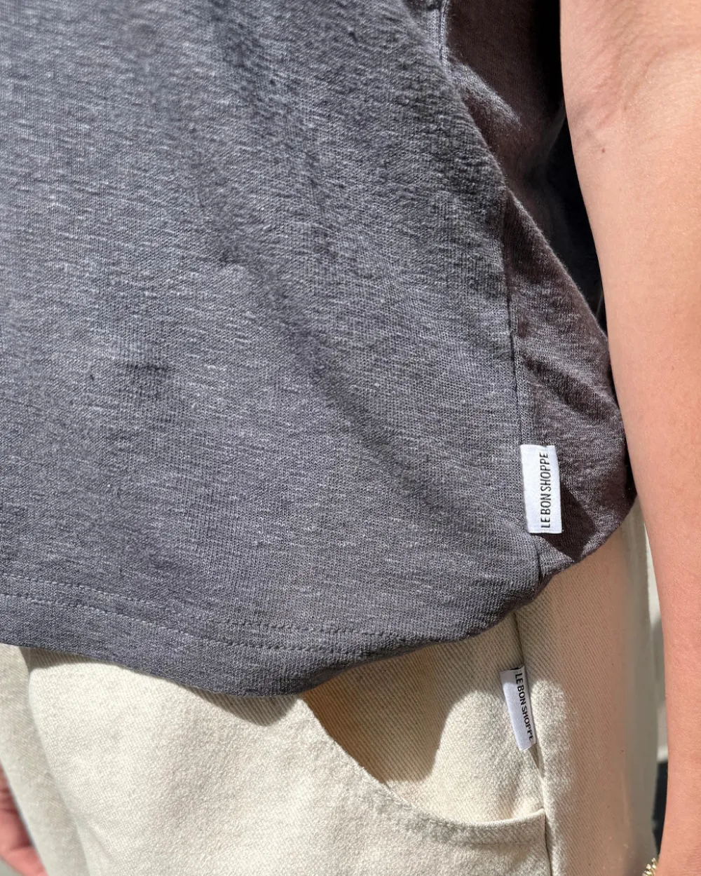 Le Bon Shoppe Bo Linen Blend Tee - Charcoal^ Tees + Sweatshirts