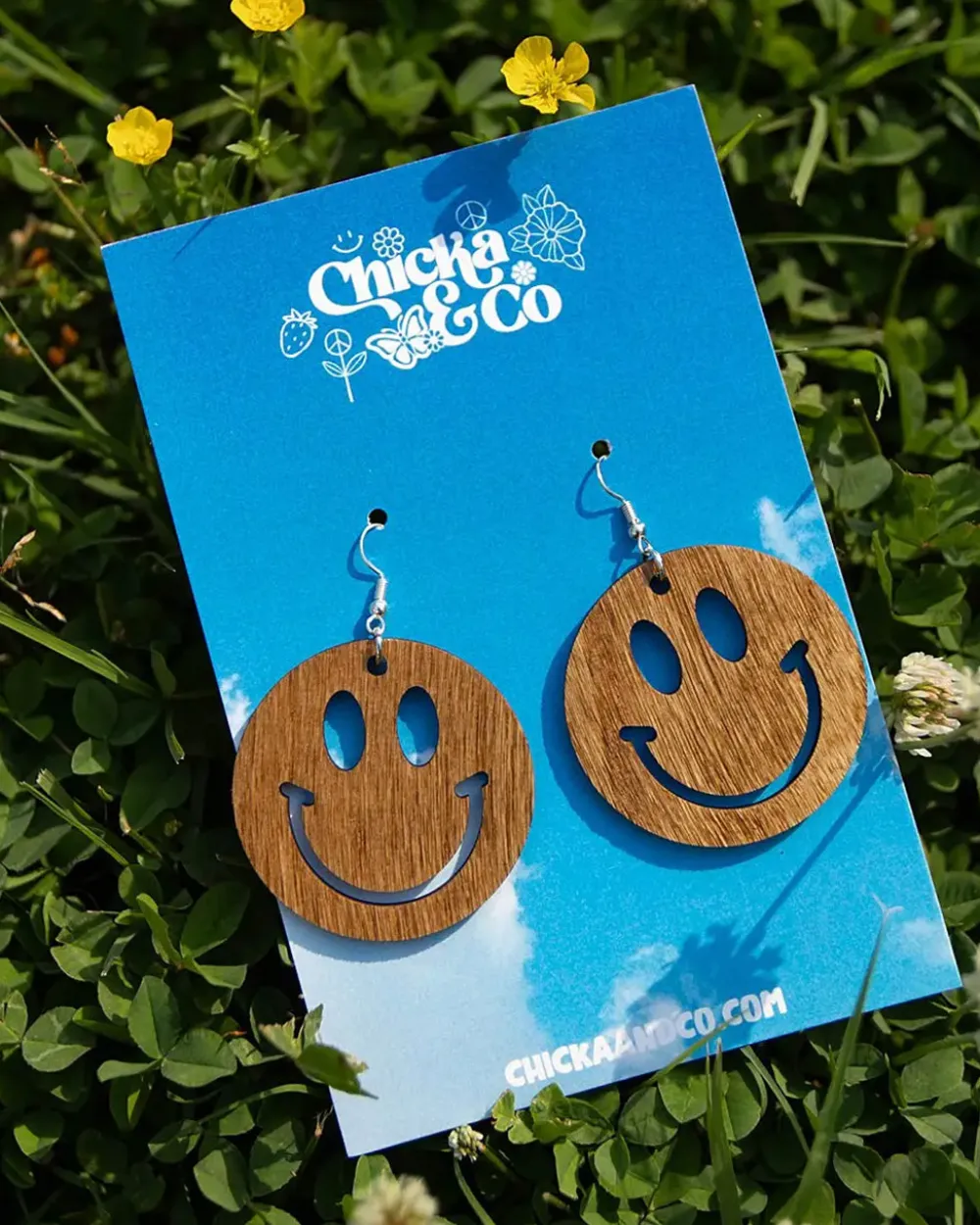 Chicka & Co Brown Smile Wood Earrings^ Jewelry