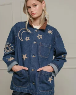 RAISONNEL Celestial Embroidered Denim Jacket^ Jackets