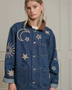 RAISONNEL Celestial Embroidered Denim Jacket^ Jackets
