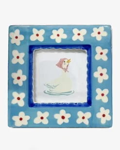 ChagoArt Ceramic Photo Frame - Blue Flowers^ Desk Accessories