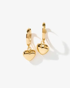 HoopLa Style Charm Heart Huggie Hoop Earrings - Yellow Gold^ Jewelry