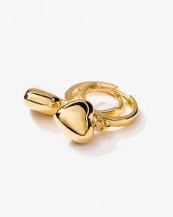 HoopLa Style Charm Heart Huggie Hoop Earrings - Yellow Gold^ Jewelry
