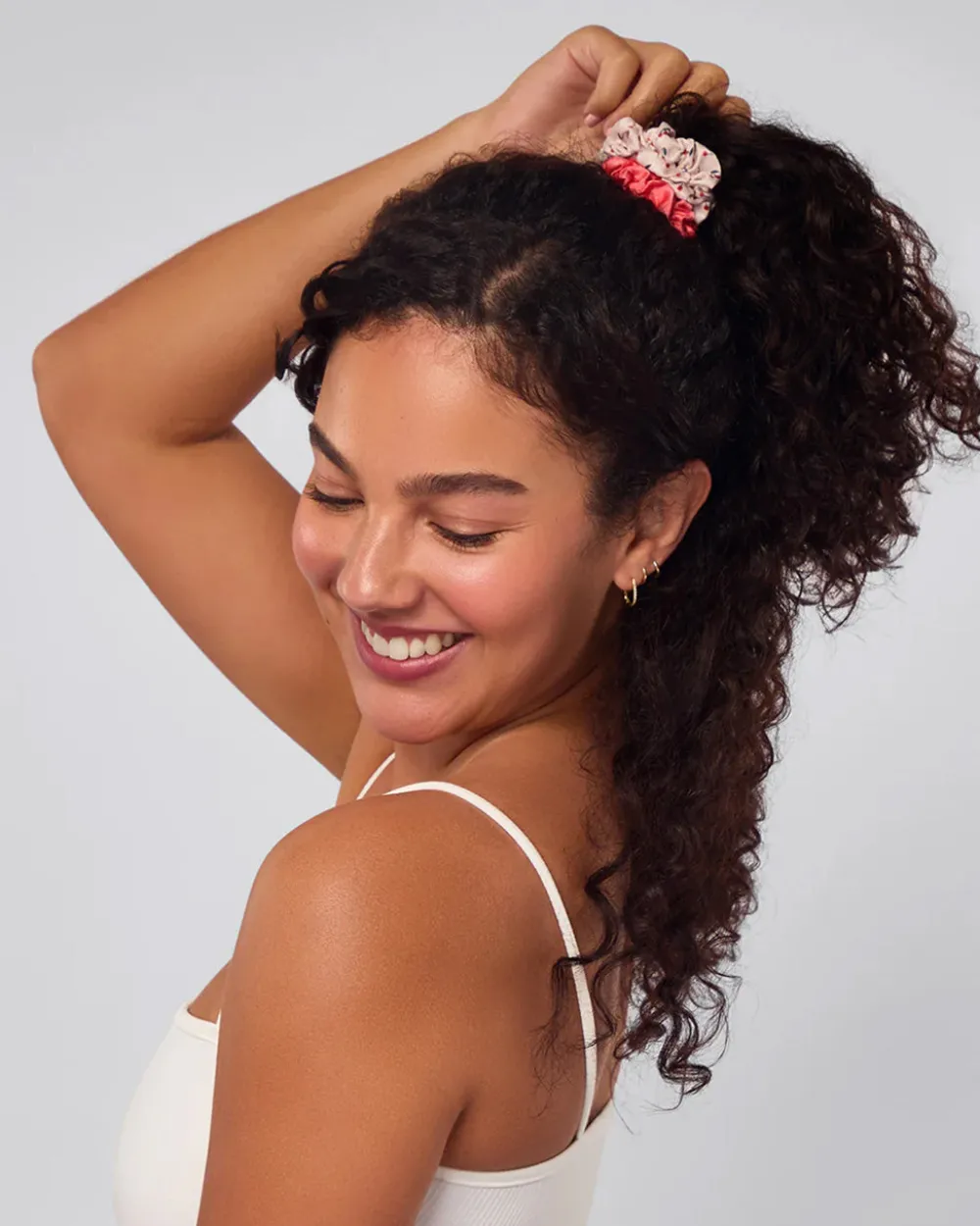 Kitsch Cherry Blossom Ruched Satin Scrunchies - Set of 5^ Hats + Hair