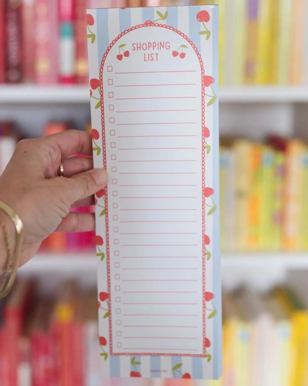 Pippi Post Cherry Stripe Shopping List Notepad^ Notebooks + Folders