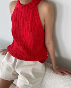Le Bon Shoppe Claire Cotton Sweater Tank - Chili Pepper^ Sweaters