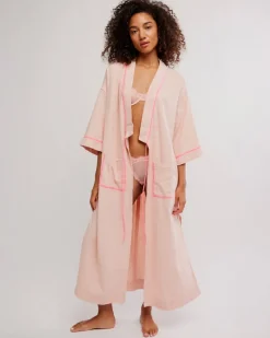 Free People Close To Home Flannel Robe - Neon Peach^ Tops