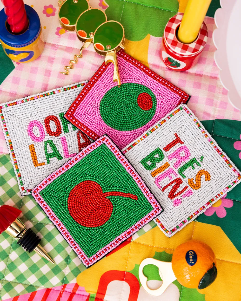 ban.do Cocktail Beaded Coaster Set^ Kitchen + Bar|Home + Décor