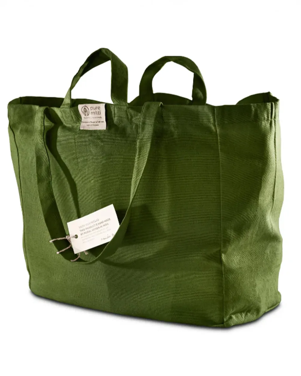 Pure Mitti Cotton 6-Pocket Tote Bag - Sage Green^ Bags