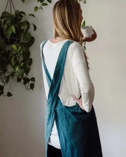 Cate Paper Co. Cross Back Apron - Peacock Blue^ Outdoor