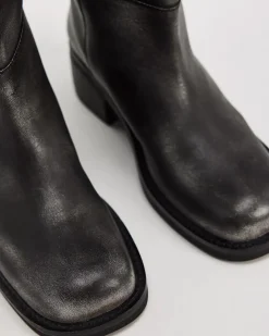 Free People Dana Distressed Pull-On Boot - Black Leather^ Shoes