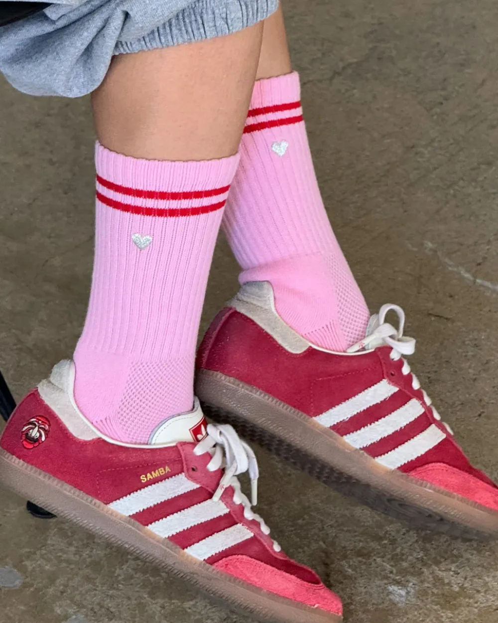 Le Bon Shoppe Embroidered Boyfriend Socks - Amour Pink + Heart^ Socks + Slippers
