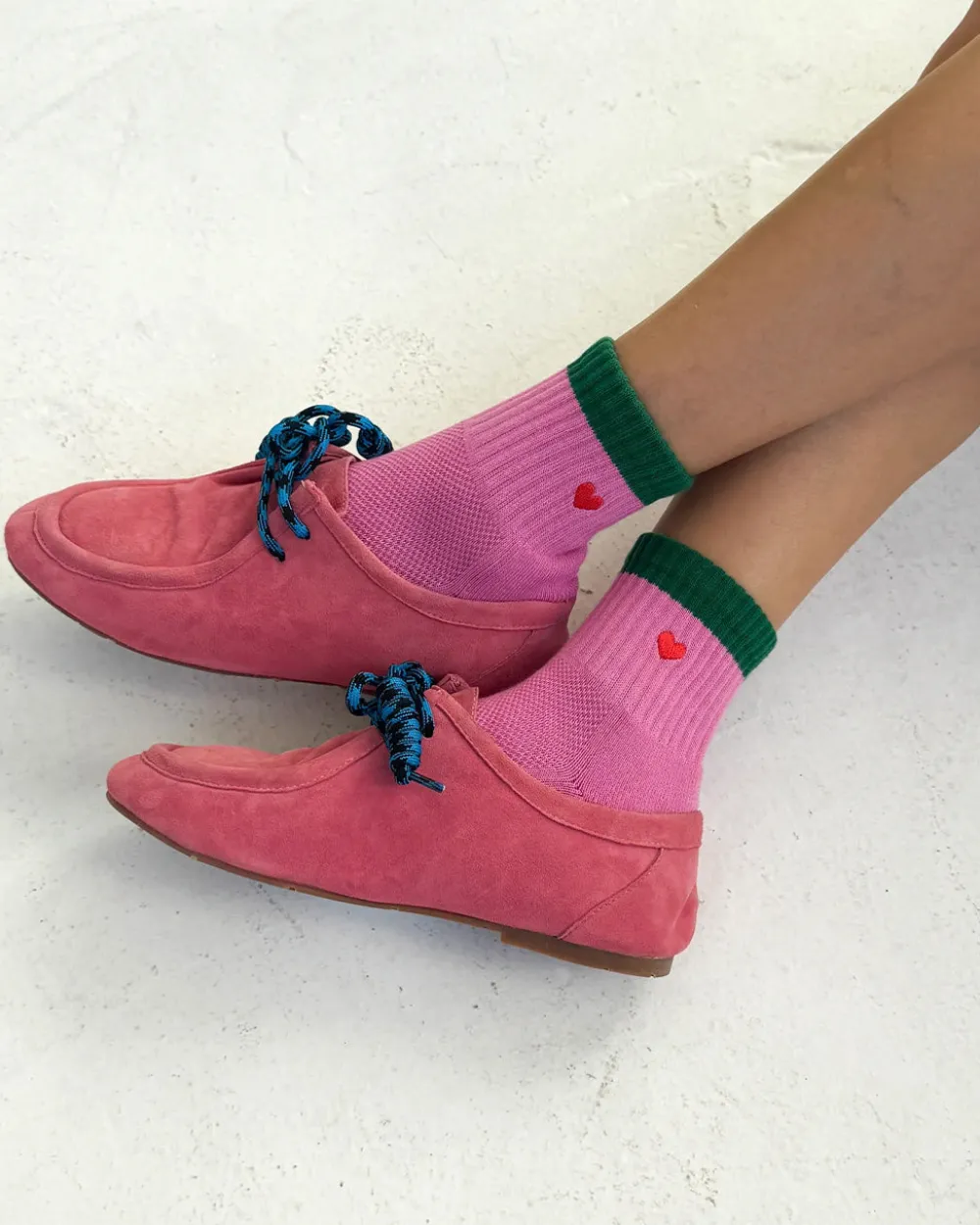 Le Bon Shoppe Embroidered Color Block Girlfriend Socks - Rose Green + Heart^ Socks + Slippers