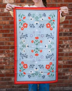 Modern Pastime Floral Print Tea Towel - Blue^ Kitchen + Bar