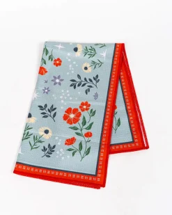 Modern Pastime Floral Print Tea Towel - Blue^ Kitchen + Bar