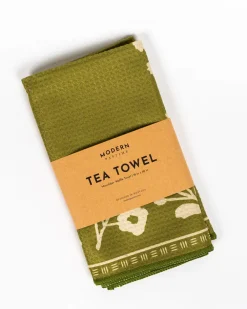 Modern Pastime Floral Silhouette Tea Towel - Olive^ Kitchen + Bar
