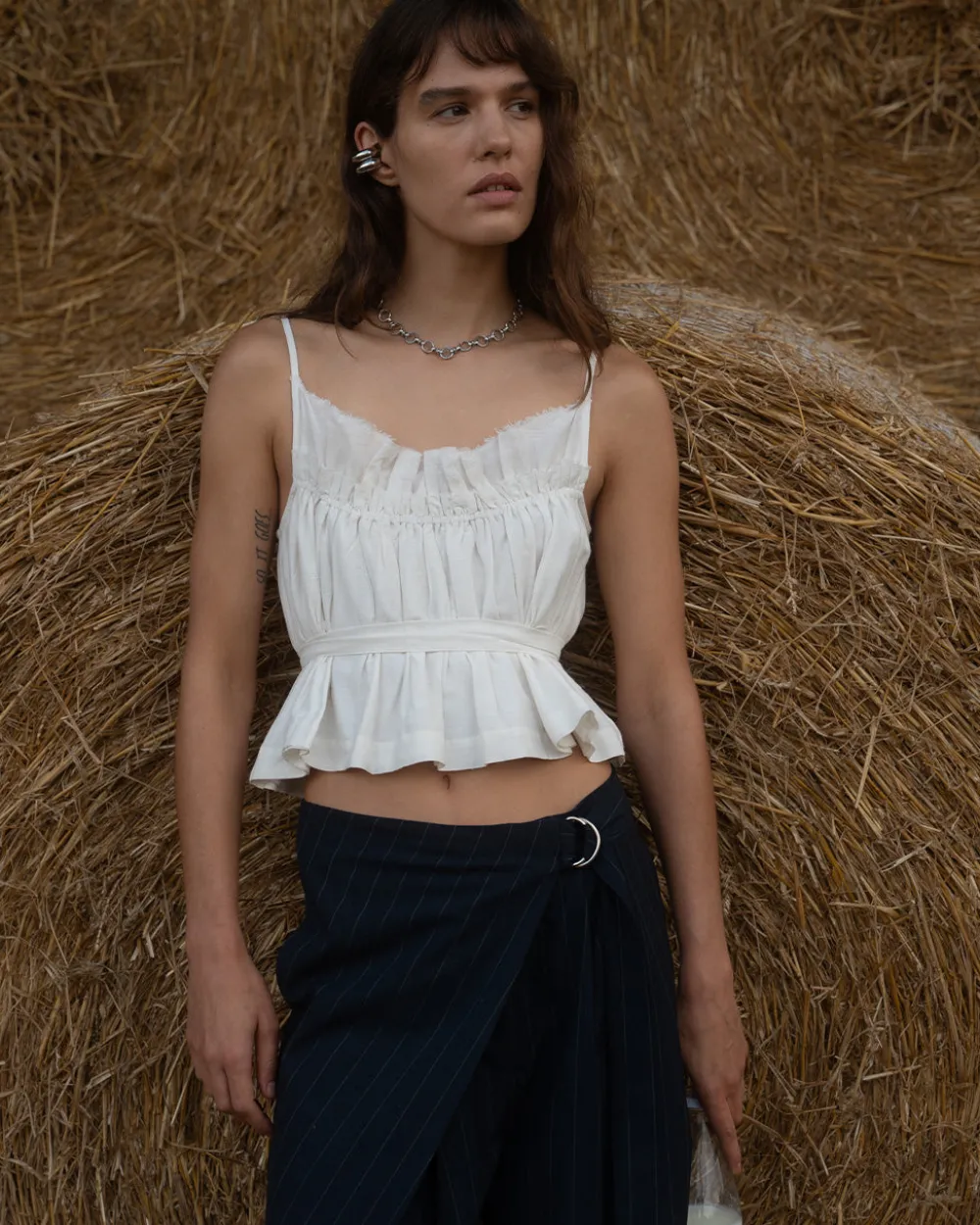 Muse Assembly Florence White Gathered Top^ Tops