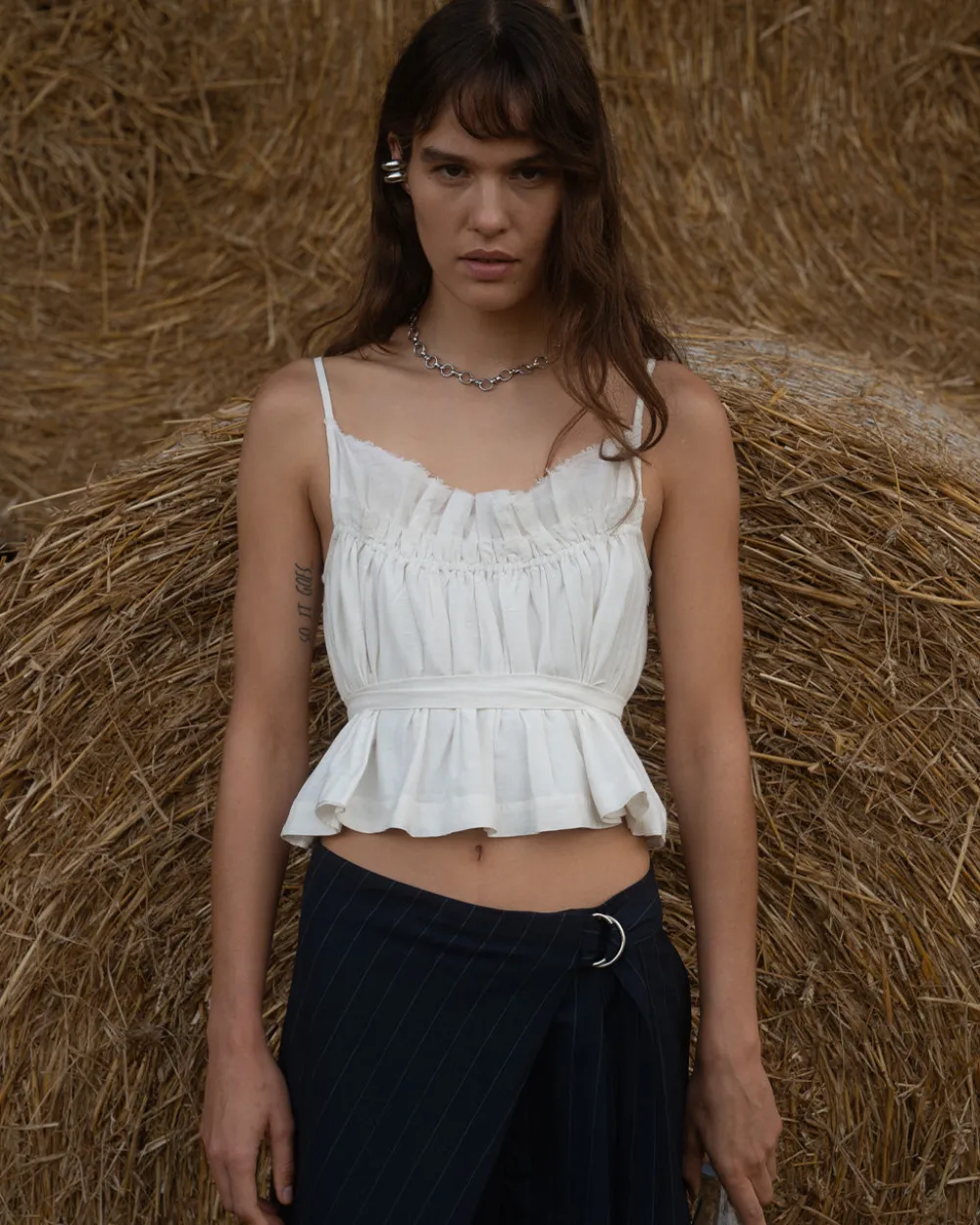 Muse Assembly Florence White Gathered Top^ Tops