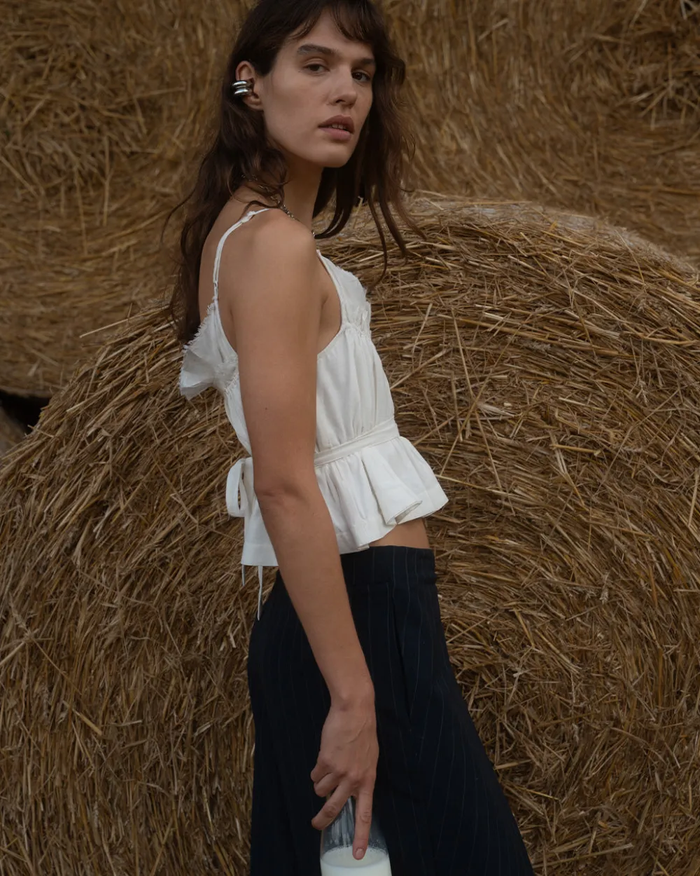 Muse Assembly Florence White Gathered Top^ Tops