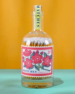 Archivist US Flowers Glass Bottle Safety Matches^ Candles + Home Fragrance