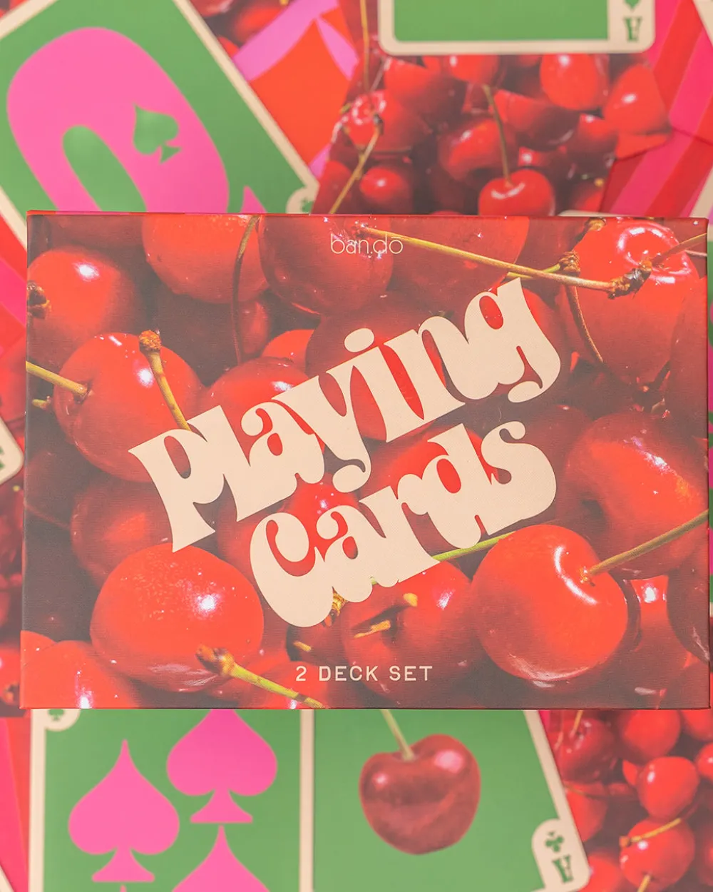 ban.do Game Night! Double Deck Playing Cards - Cherry Stripe^ Games + Activities
