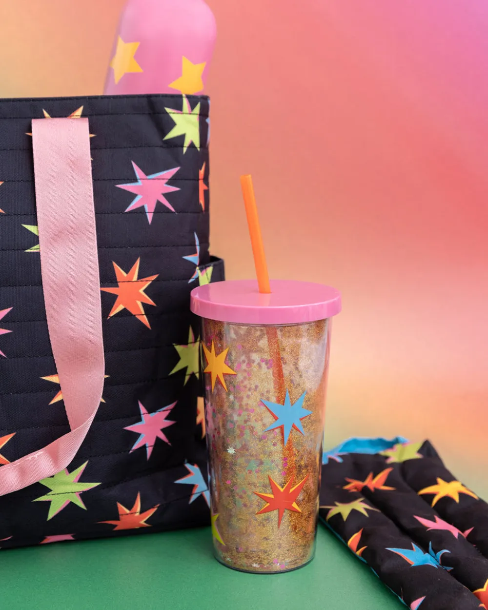 ban.do Glitter Bomb Sip Sip Tumbler with Straw - Starburst^ Kitchen + Bar