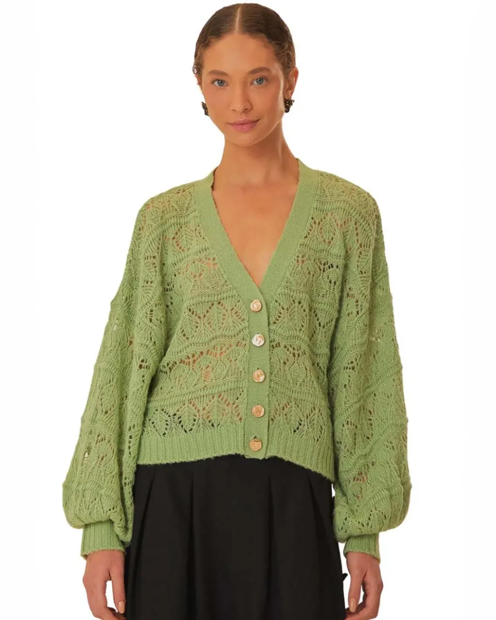 Farm Rio Green Textured Knit Cardigan^ Sweaters