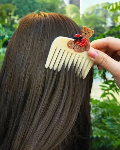 Solar Eclipse Hand-Painted Love Teddy Pocket Comb^ Hats + Hair