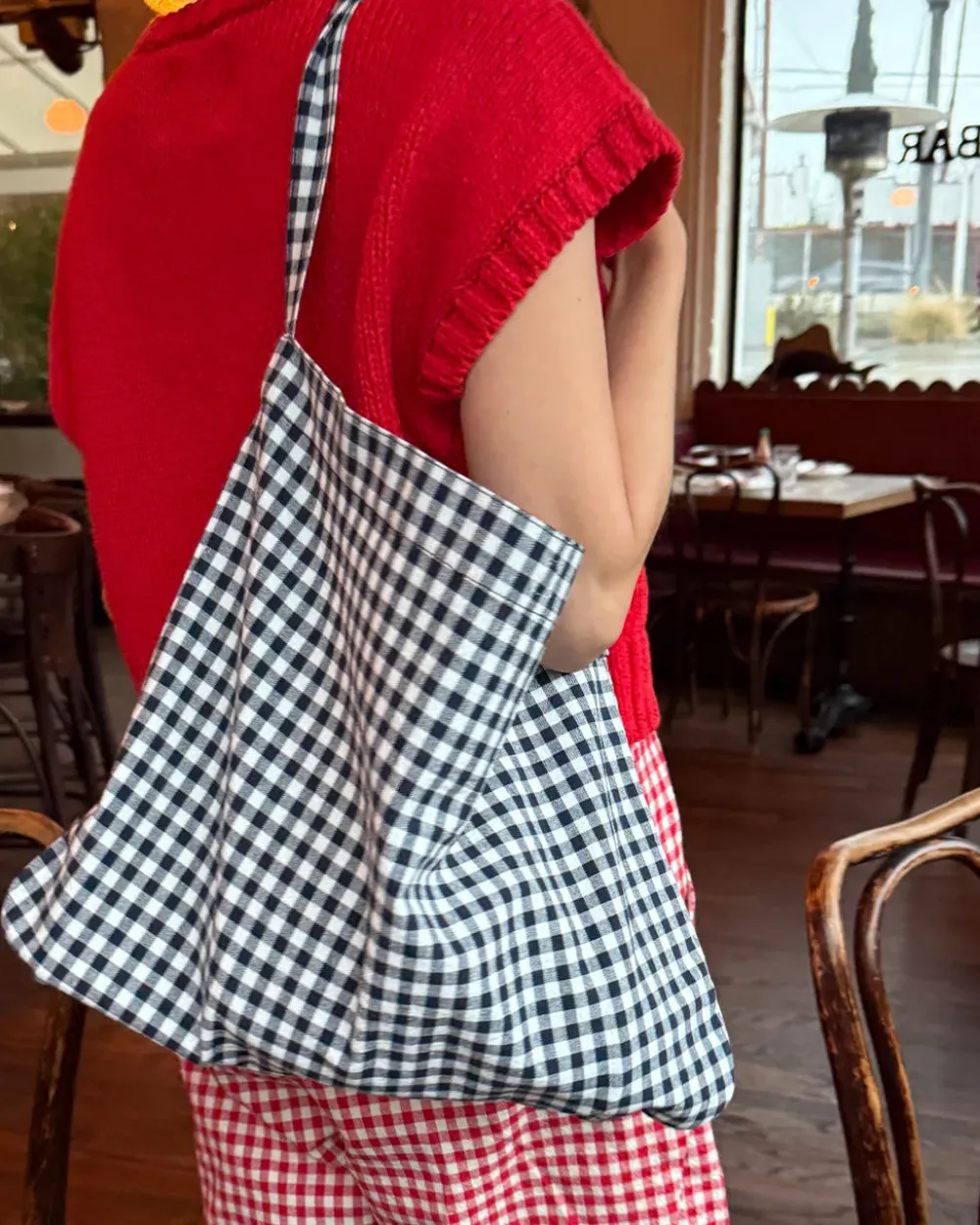 Le Bon Shoppe Happy Carry Bag - Navy Gingham^ Bags