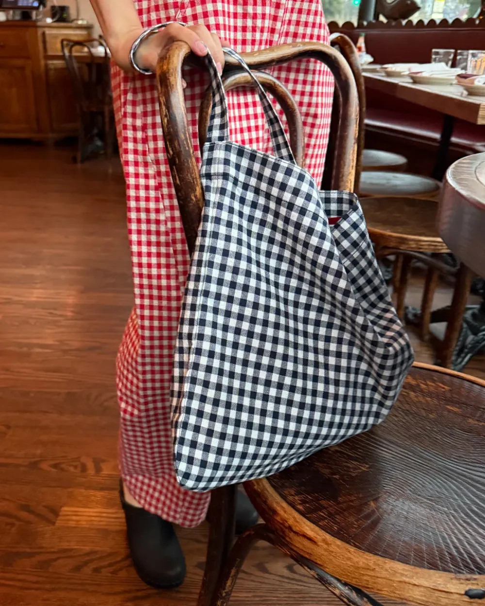 Le Bon Shoppe Happy Carry Bag - Navy Gingham^ Bags