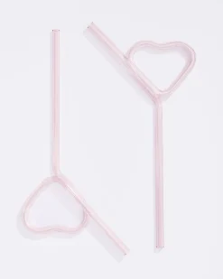 ban.do Heart Glass Straw Set^ Kitchen + Bar