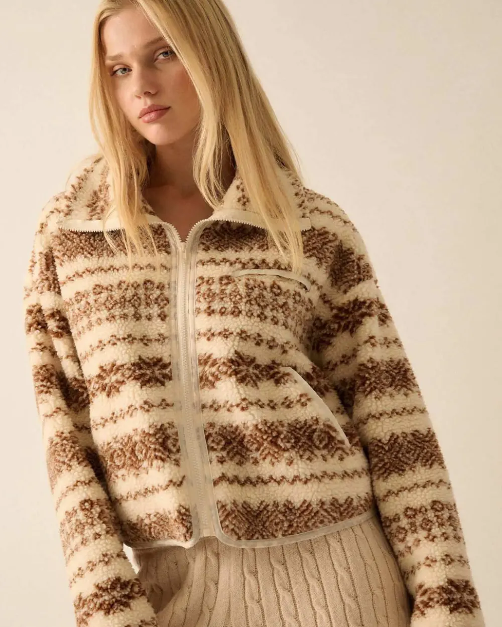 Promesa Highland Trails Alpine-Print Sherpa Fleece Jacket^ Jackets