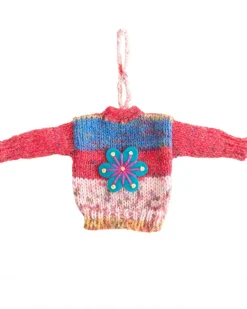 Global Goods Partners Knit Sweater Ornament - Blue Flower^ Home + Décor