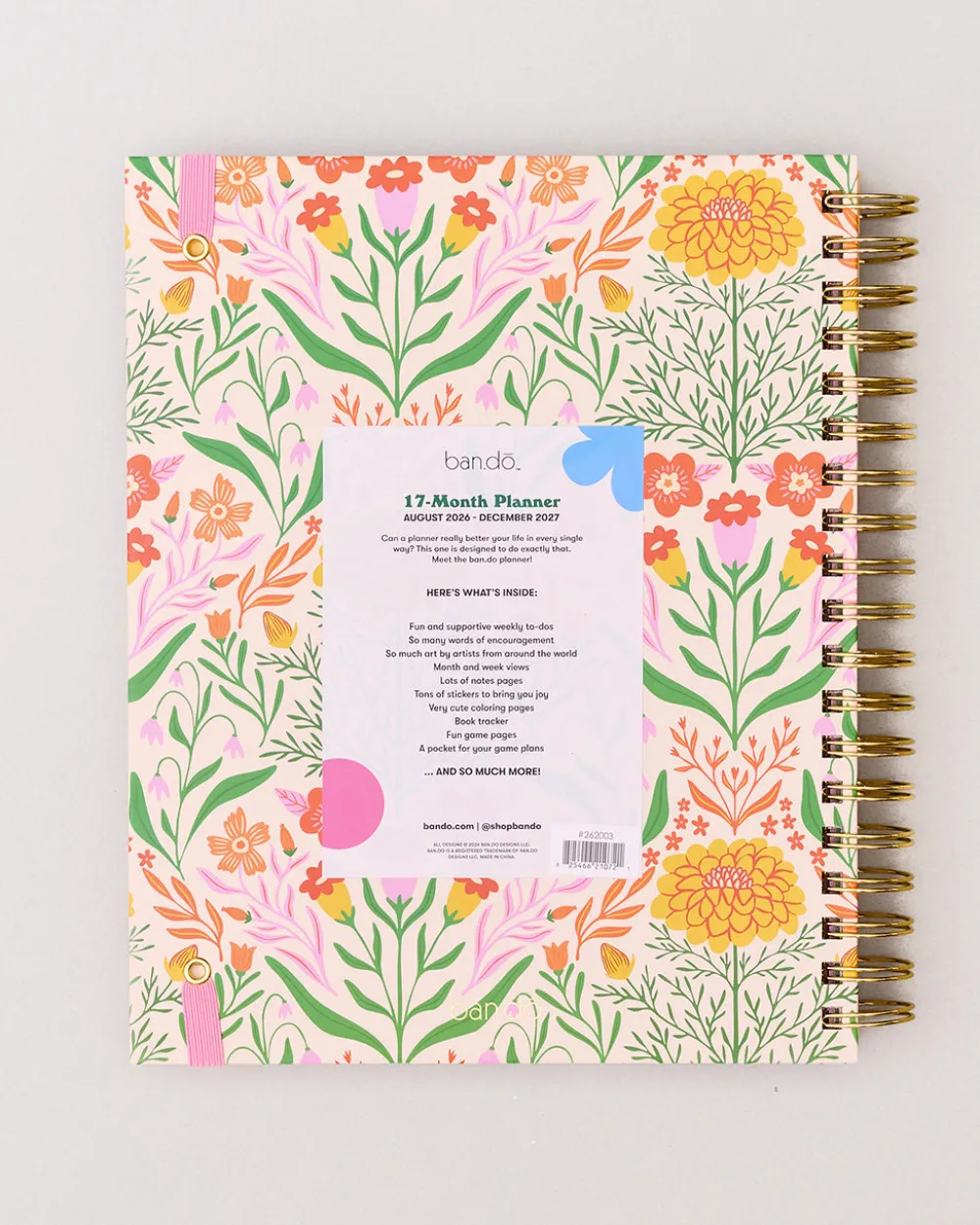 ban.do Large 17-Month Academic Planner - White Floral^ Planners + Calendars