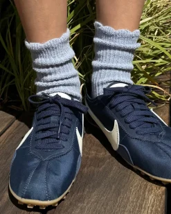 Le Bon Shoppe Linen Scallop Socks - Pale Blue^ Socks + Slippers