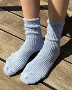 Le Bon Shoppe Linen Scallop Socks - Pale Blue^ Socks + Slippers