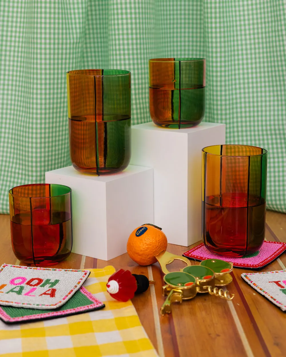 ban.do Low Ball Glass Set - Colorblock^ Kitchen + Bar