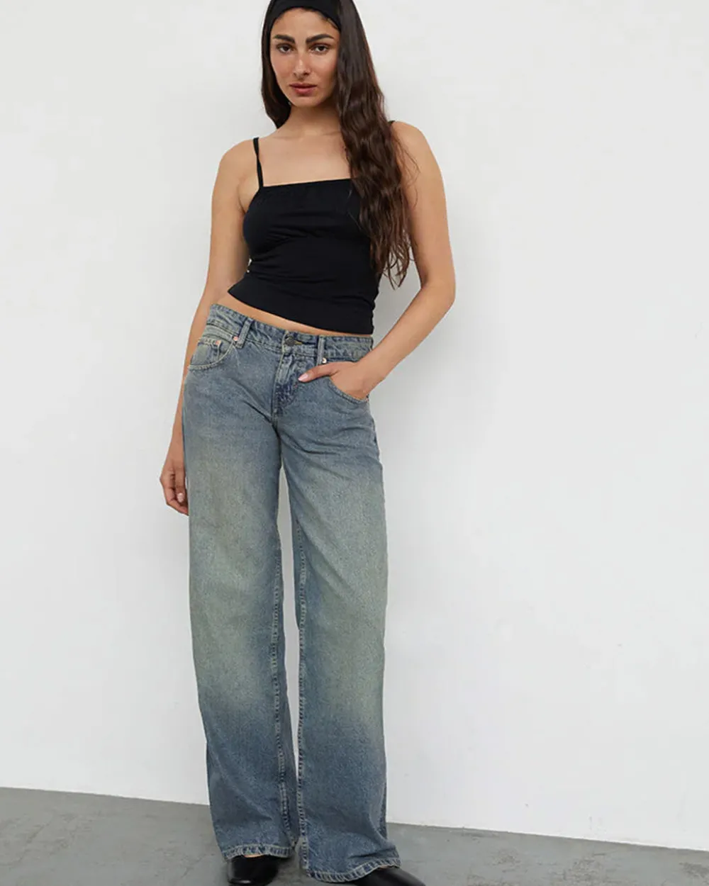 Motel Rocks Low Rise Parallel Jeans - Extreme Blue Green^ Bottoms