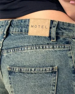 Motel Rocks Low Rise Parallel Jeans - Extreme Blue Green^ Bottoms