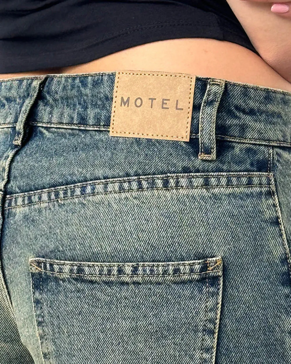 Motel Rocks Low Rise Parallel Jeans - Extreme Blue Green^ Bottoms