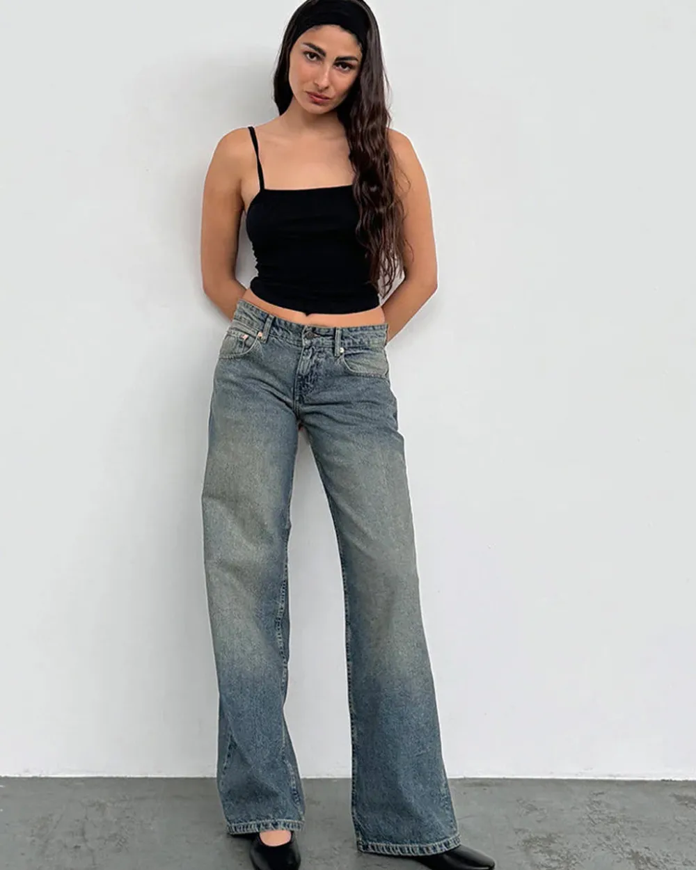 Motel Rocks Low Rise Parallel Jeans - Extreme Blue Green^ Bottoms
