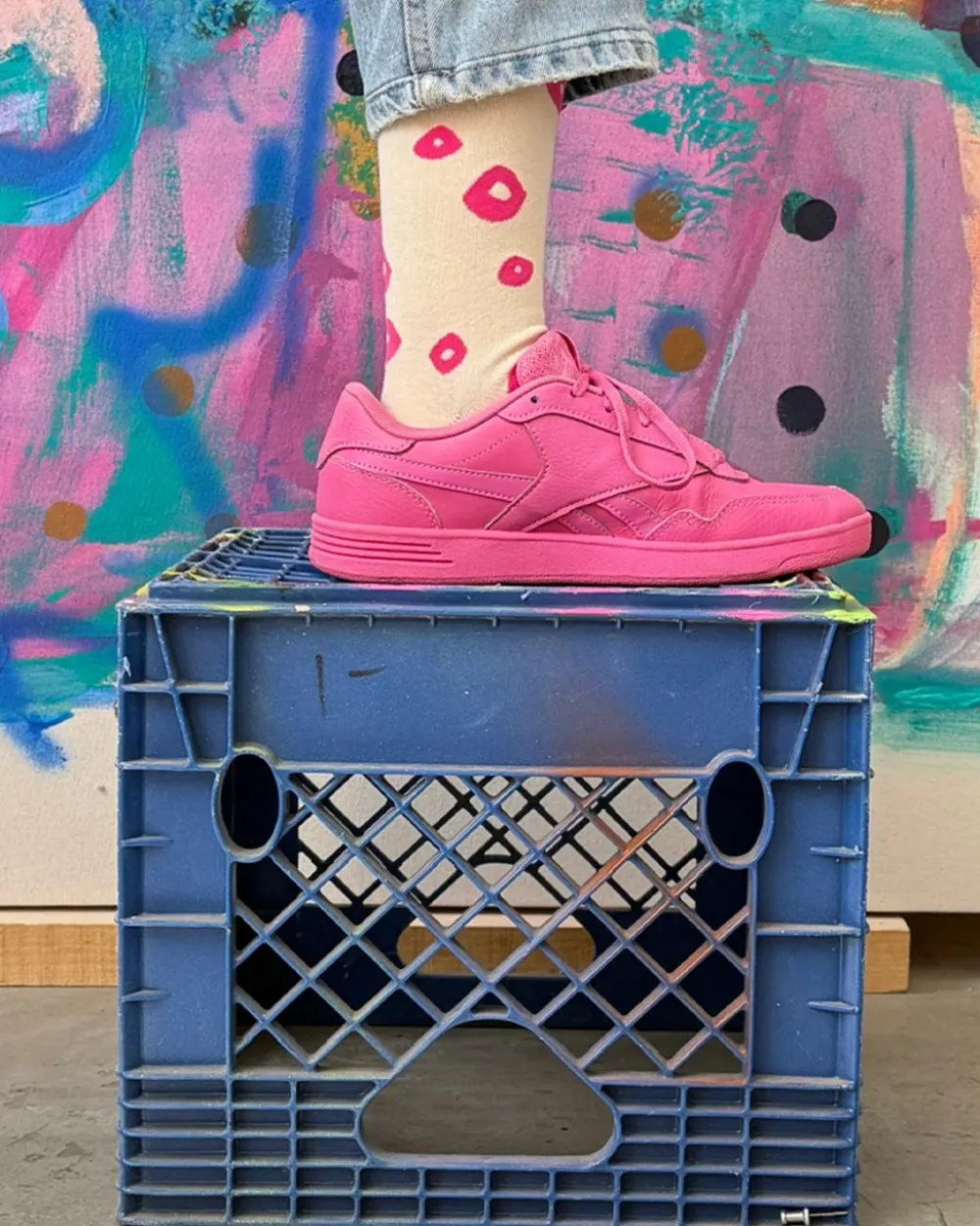 Jenny Pennywood Lucy Crew Socks - Hot Pink + Natural^ Socks + Slippers