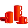 Heller Max Dinnerware Red Orange Mugs + Saucers - Set of 6^ Kitchen + Bar
