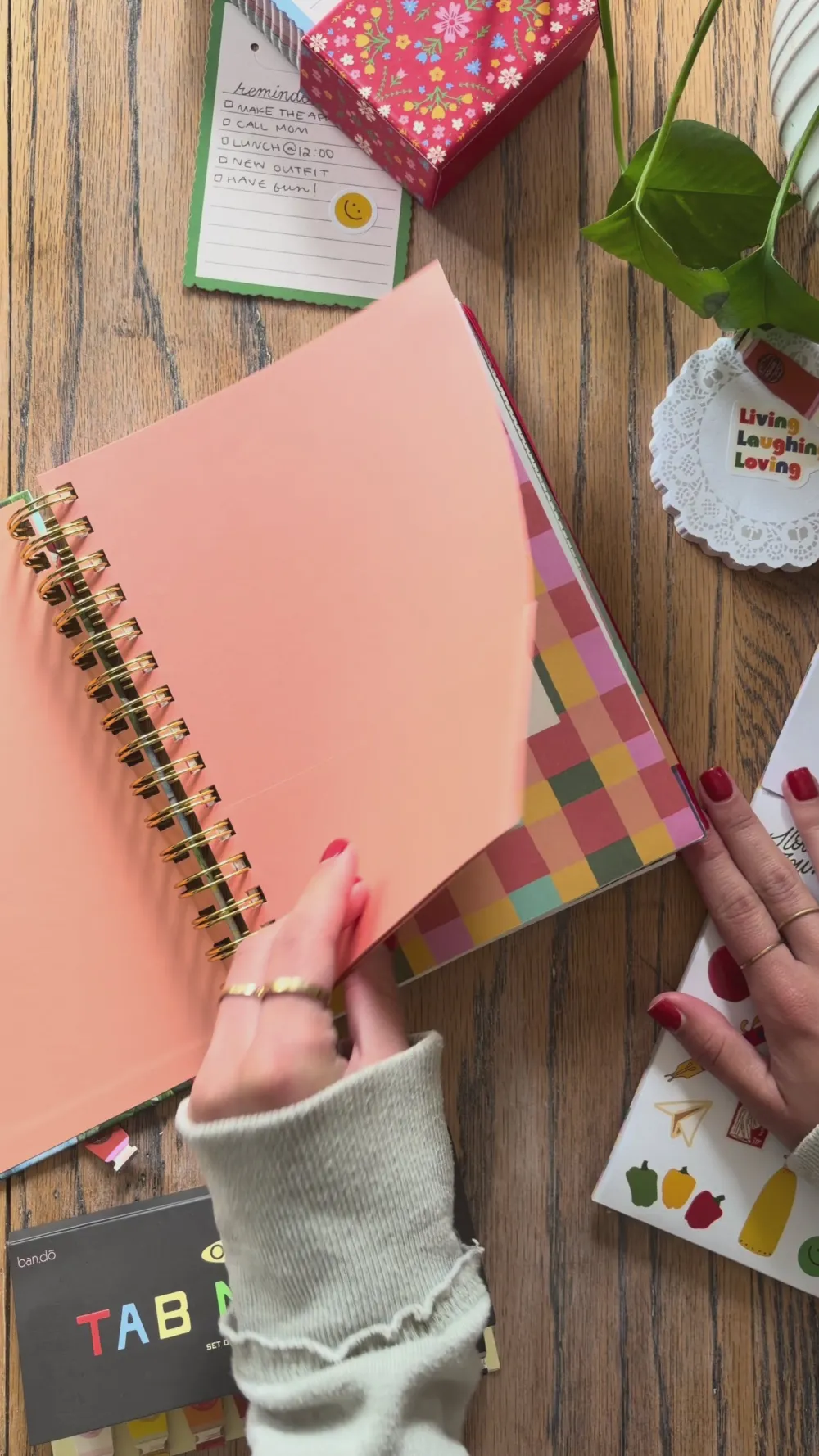 ban.do Medium 17-Month Academic Planner - Pink Tile Floral^ Planners + Calendars