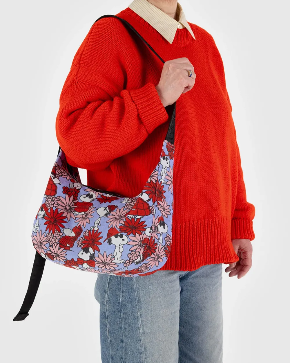Baggu Medium Nylon Crescent Bag - Floral Snoopy^ Bags