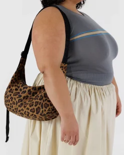 Baggu Medium Nylon Crescent Bag w/ Key Leash - Leopard^ Bags